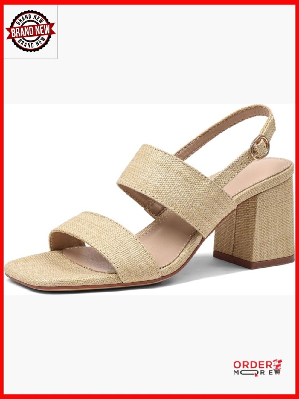 Square Toe Block Heel Raffia Sandals - Summer Vacation Shoes